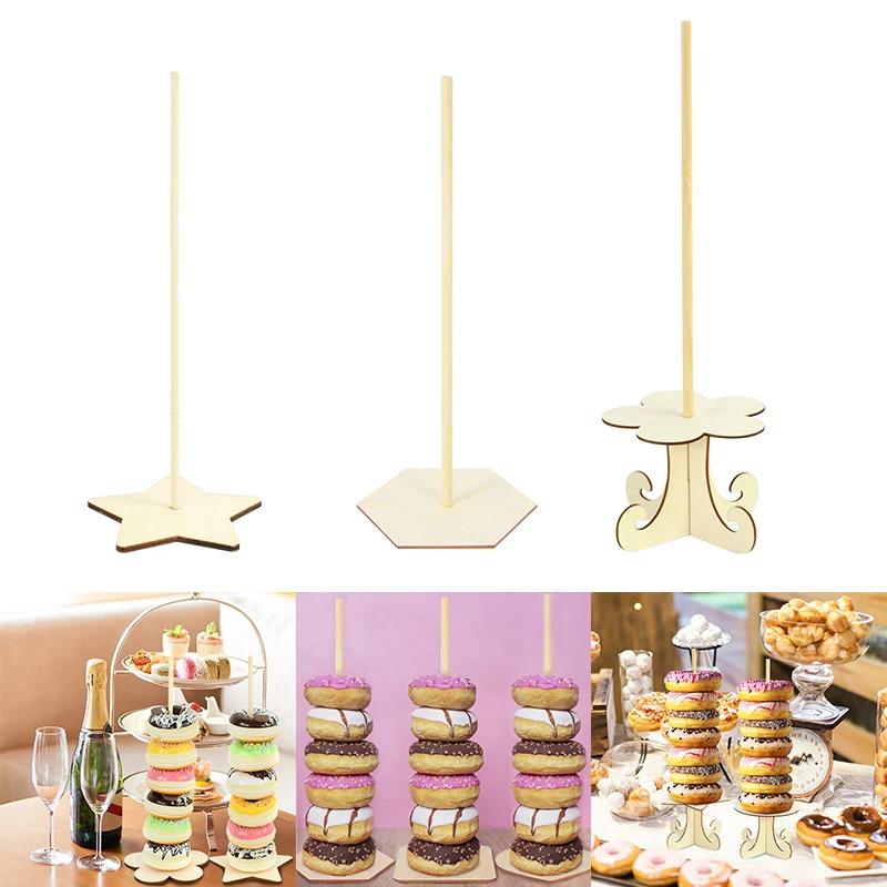 DIY Wood Donuts Holds Display Stand Dessert Wedding Decoration Doughnut Table Holder Baby Shower Kids Birthday Party